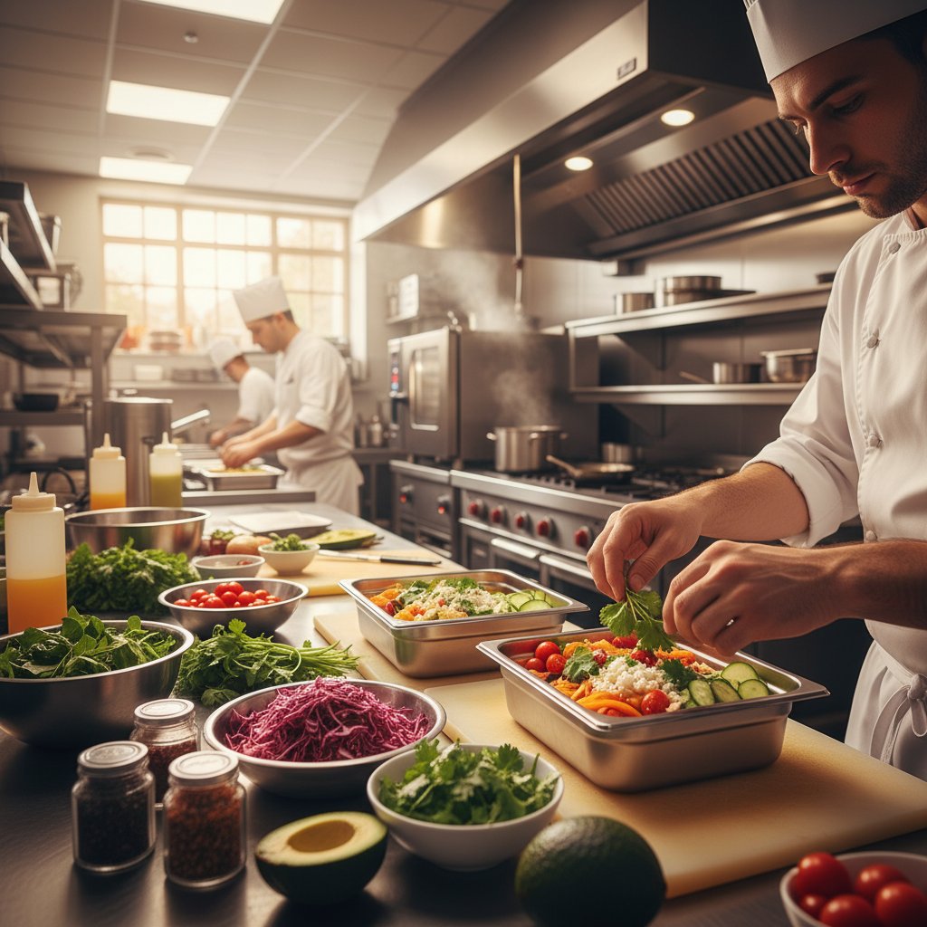Fresh meal preparation at Tevire kitchen